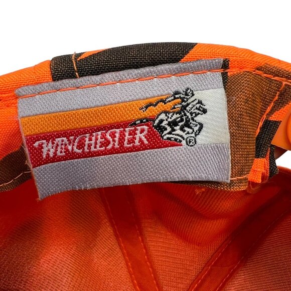 Winchester Blaze Orange Camo Snapback Vintage Hunting Hat Cap Trucker Foam 80's - Picture 8 of 10